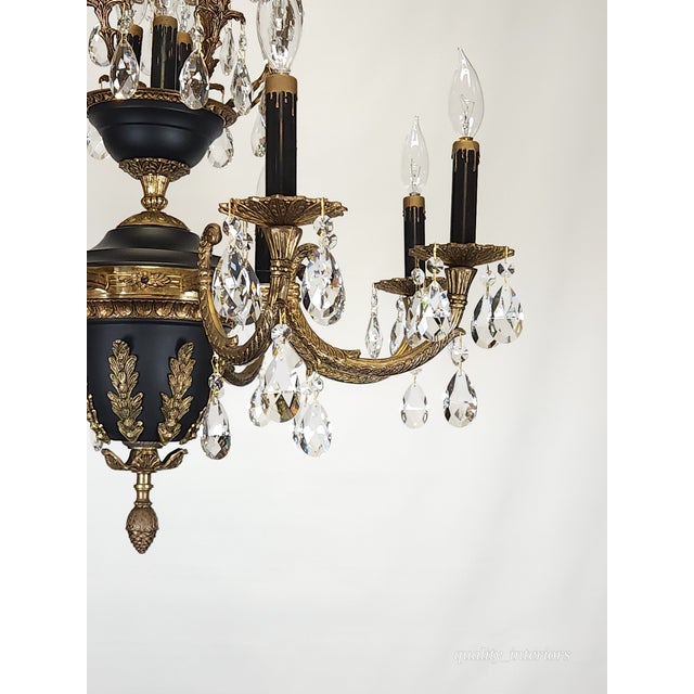 Antique 8 Arm 11 Light Epic Empire Birdcage Brass Cut Lead Crystal Chandelier For Sale - Image 11 of 12