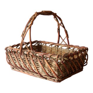 Vintage Large Wicker Basket For Sale