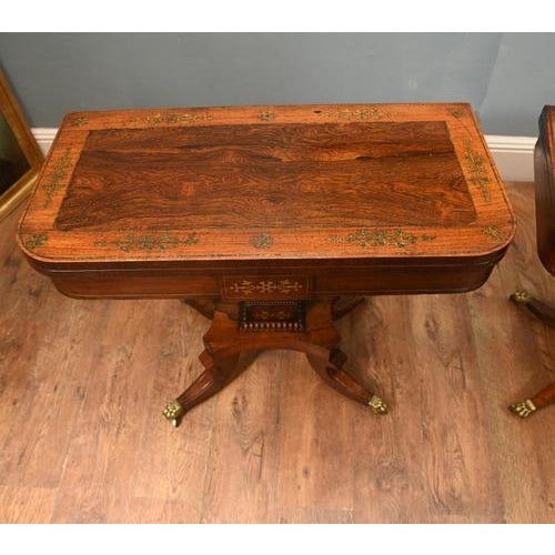 Hollywood Regency Antique Regency Card Tables, 1810, Set of 2 For Sale - Image 3 of 10