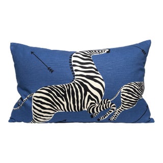 The House of Scalamandré Zebras Lumbar Pillow, Denim For Sale