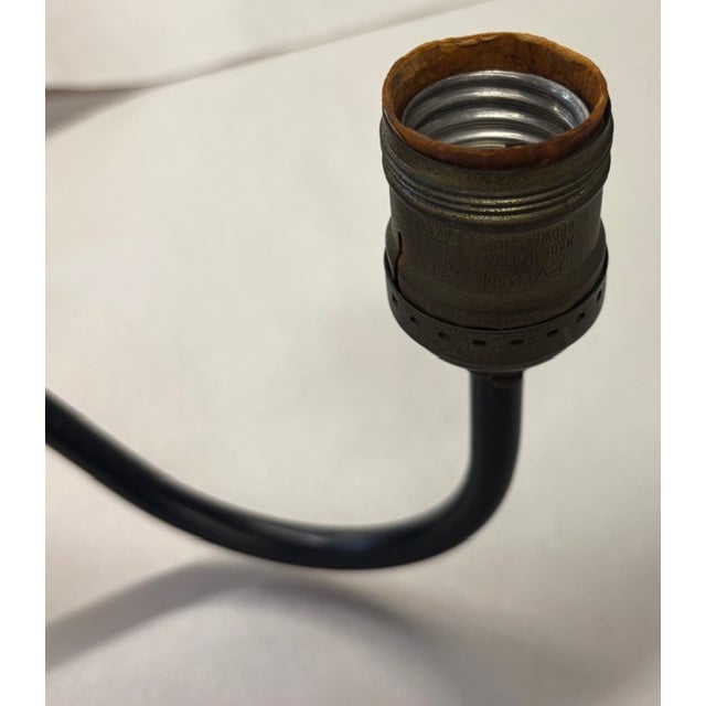 Mid Century Brass Desk Lamp in Black Finish - Center Tulip Flower Motif For Sale - Image 10 of 12