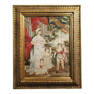 Regency Silk and Wool Needlework Portrait of Lady Anne Lambton and Family After John Hoppner Circa 1800–1820 For Sale