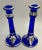 Mid-Century Modern Silver Overlay Colbalt Blue Grape and Leaf Candlestick Candle Holders - A Pair For Sale - Image 3 of 10