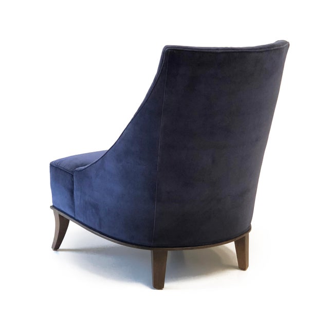 Armless Navy Velvet Slipper Chair Chairish
