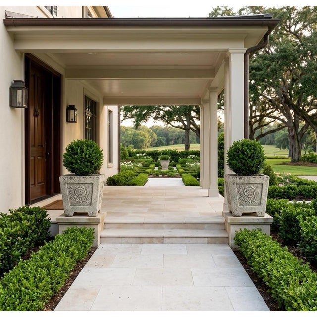 2000 - 2009 Pair of English Tudor Style Cast Stone Rose Planters For Sale - Image 5 of 8