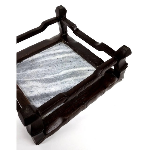Chinese Vintage Chinese Hardwood & Marble Display Stand For Sale - Image 3 of 6