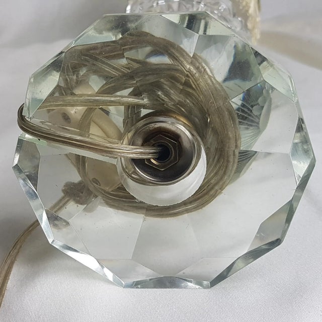 Transparent Early 20th Century Hand Cut Crystal Table Lamp with Shade For Sale - Image 8 of 9