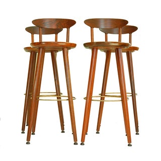 Kurt Østervig Teak Danish Bar Stools - Set of 4 For Sale