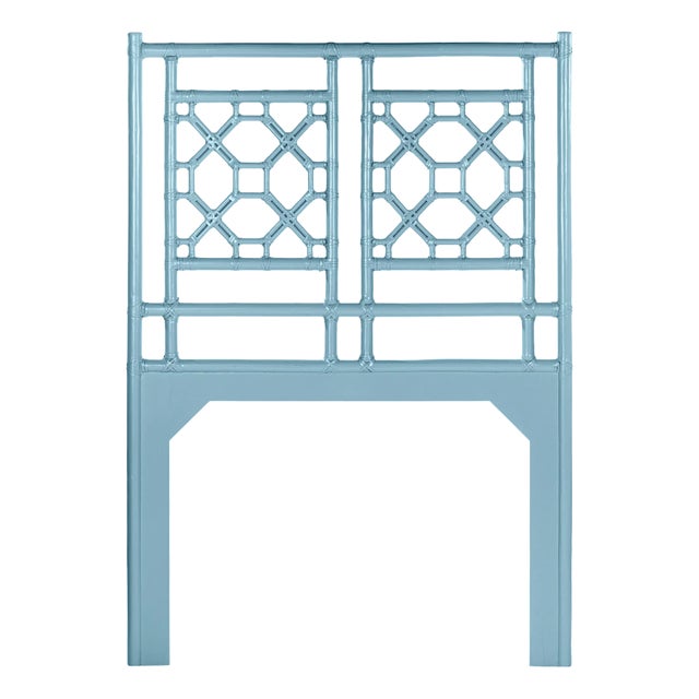 Lattice Back Headboard Twin, Pool Blue For Sale