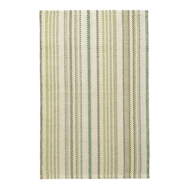 Dash & Albert by Annie Selke Oslo Stripe Green Woven Cotton Rug, 5' x 8' For Sale