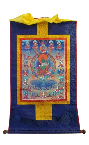 Tibetan Print Fabric Trim Deity Art Wall Scroll Thangka