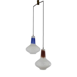 White, Red and Blue Murano Glass Pendants by Massimo Vignelli for Venini, 1950s For Sale