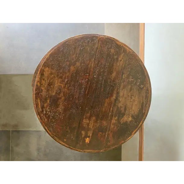 Wood Antique Chinese Round Table, Lacquer Multilayered Bao Container For Sale - Image 7 of 9