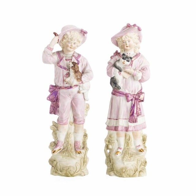 Porcelain Figurines with Animals, 19th Century, Set of 2 For Sale - Image 6 of 6