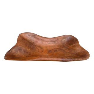 Andrianna Shamaris Minimalist Teak Wood Sculptural Bowl For Sale