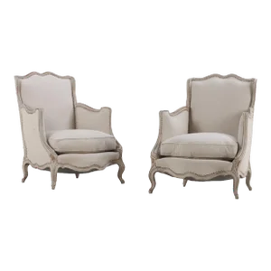 A Pair of French Louis XV Style Painted Bergere Chairs C 1920.
