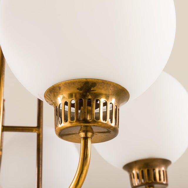 Mid-Century Modern Brass and Glass Chandelier, Italy, 1960s For Sale - Image 6 of 10