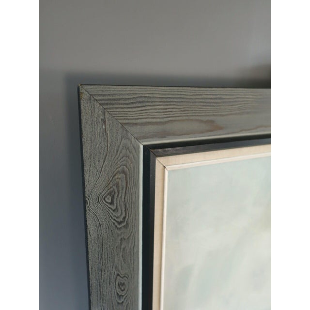 Textile Mid-Century Modern 'Where the Sky Rests' Swedish Abstract Landscape Oil Painting, Framed For Sale - Image 7 of 12