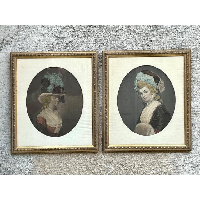 Mid 20th Century Vintage 18th Century Style Portrait Engravings - Set of 2 For Sale - Image 5 of 13