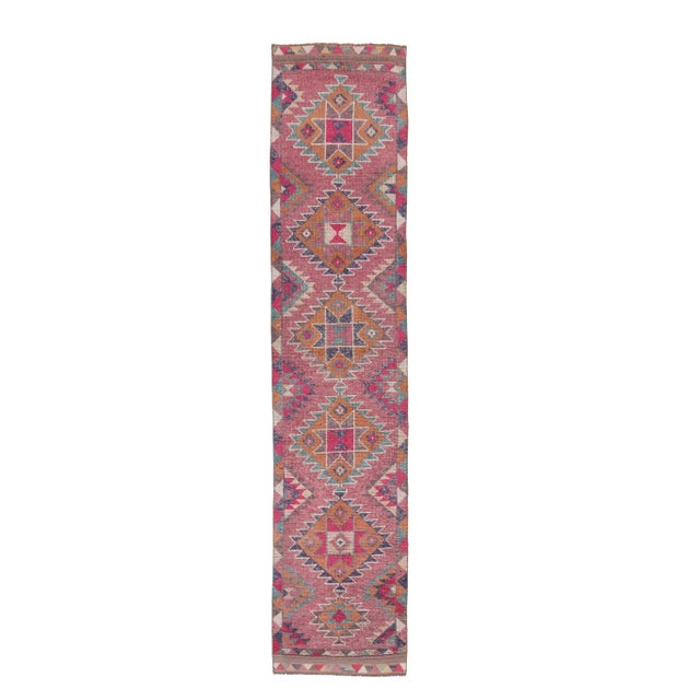 Vintage Turkish Hand-Knotted Tribal Runner For Sale - Image 9 of 9