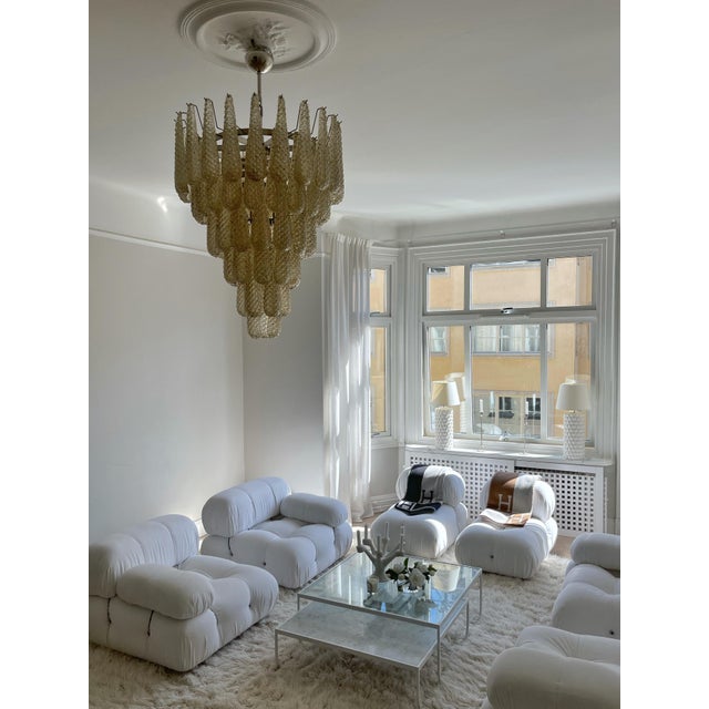 Murano Chandeliers in Amber Color in the style of Venini, Set of 2 For Sale - Image 4 of 15