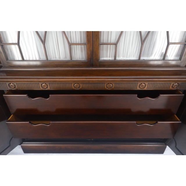 Traditional Large 8' Wide Mahogany Two Part individual Glass Panels Breakfront MINT For Sale - Image 3 of 12