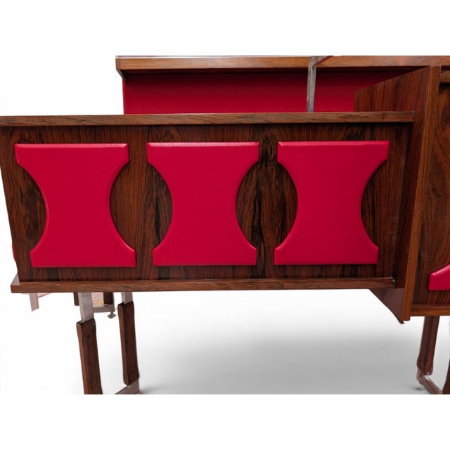 Vintage Space Age Rosewood and Red Lounge Bar, 1970s, Set of 4 For Sale - Image 16 of 18