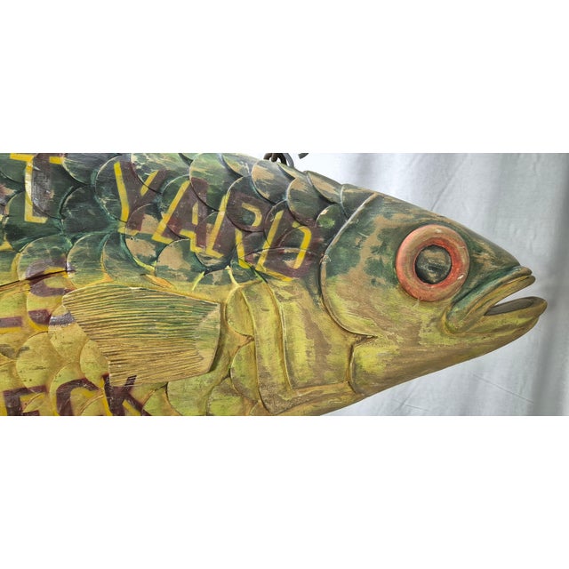 Brown Harvey's Boat Yard Carved Trade Sign For Sale - Image 8 of 12