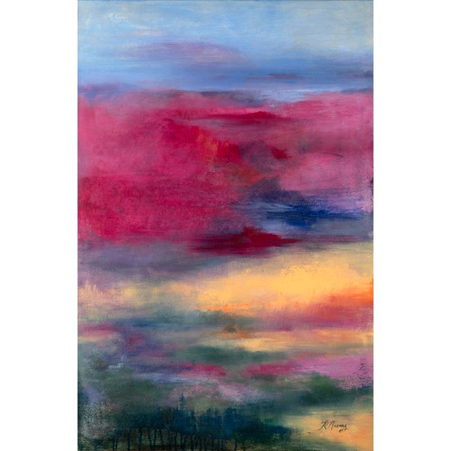 Textile "Violet Skies" Original Oil Painting For Sale - Image 7 of 7