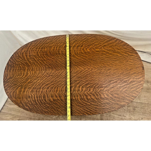 Brown Antique Tiger Oak Oval Center Table Parlor Coffee Table Arts & Crafts Mission For Sale - Image 8 of 10