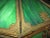 Early 1900s Antique Art Nouveau Green Stain Glass Ornate Metal Table Lamp For Sale - Image 9 of 12