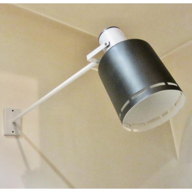 1960s Long White Arm Wall Lights with Black Spot. Lita Device from Lita, 1965, Set of 2 For Sale - Image 5 of 15