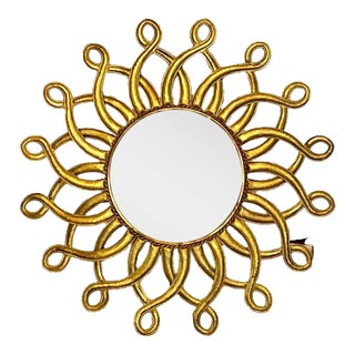 1970s Vintage Aluminium Stylized Sunburst Mirror For Sale