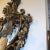 Wood Italian Hand Carved Wood 2 Light Acanthus Leaf Motif Sconce in Distressed Silver Gilt and Mecca Finish For Sale - Image 7 of 13