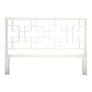 Vintage Coastal Lacquered Fretwork King Headboard For Sale