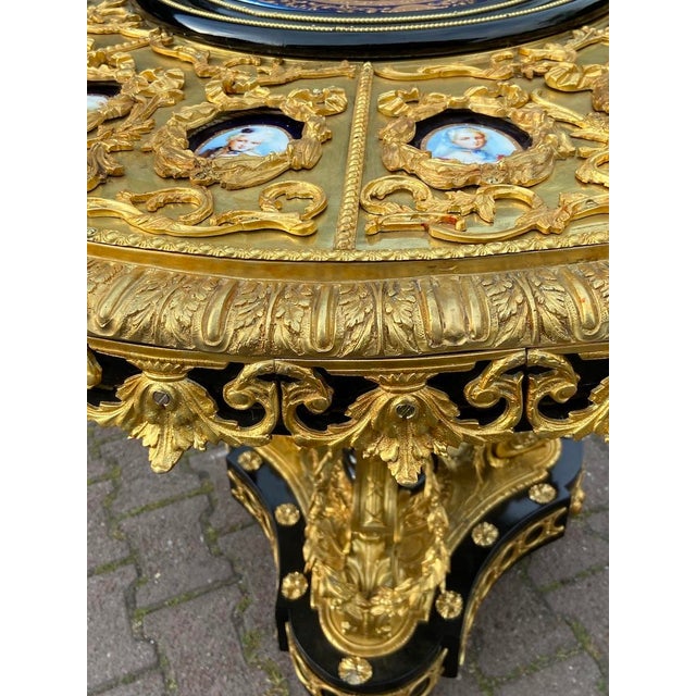 Wood 1960s French Louis XVI Bronze Porcelain Center Table For Sale - Image 7 of 15