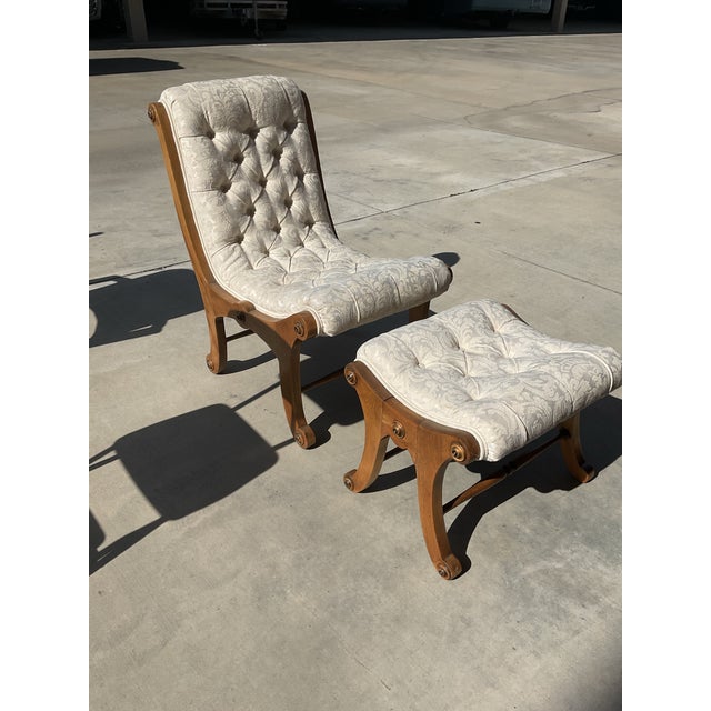 Mid-Century Modern Mid-Century Japanese Showa Era "Obi" Slipper Chair & Ottoman - 2 Piece Set For Sale - Image 3 of 15