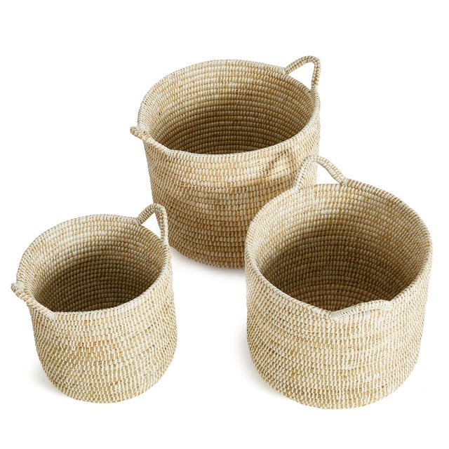 These all natural baskets are handwoven by skilled artisans using sustainable materials. Perfect for creating that...