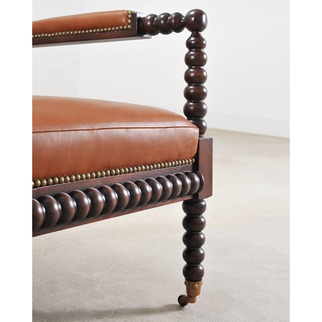 Pair of Ralph Lauren New Bohemian Leather Spindle Chairs For Sale - Image 17 of 18