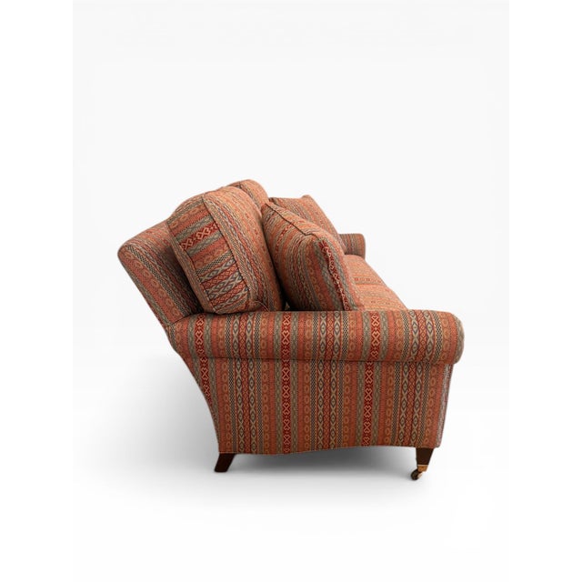 Hancock & Moore 1990s Hancock & Moore Upholstered Sofa With Casters – Custom Patterned Fabric, 74” For Sale - Image 4 of 9