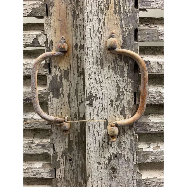 Wood Antique French Two Part Shutters, 1890s For Sale - Image 7 of 12