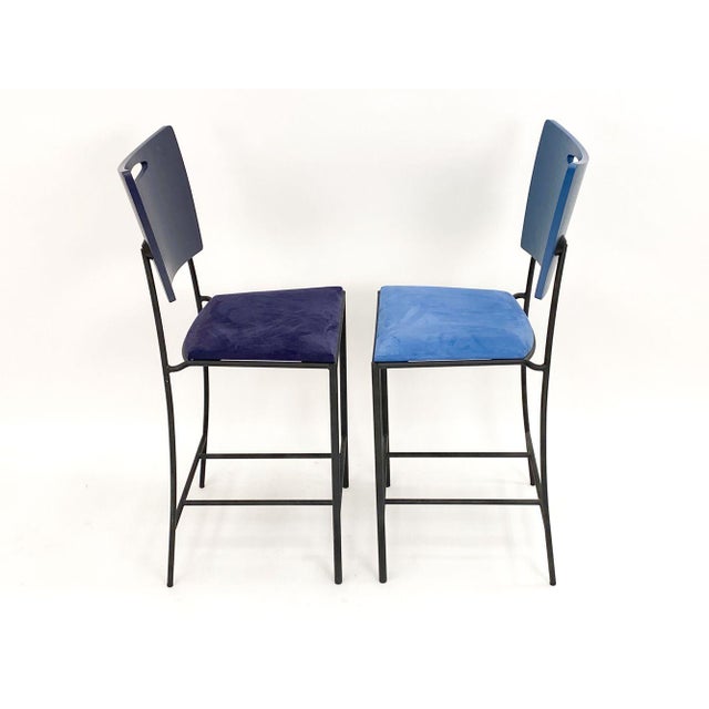 Postmodern 1980s Pair of Dakota Jackson Postmodern Bar Stools For Sale - Image 3 of 8