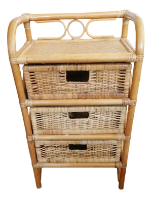Woven Bamboo Chest of Drawers or Bedside Table, 1970s