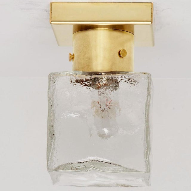 Square Glass and Brass Light Fixture from J.T. Kalmar, Austria, 1960 For Sale - Image 11 of 16