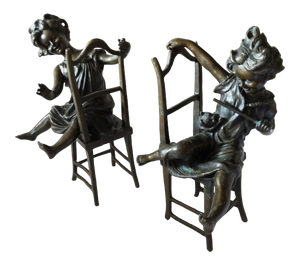 Figural Bronze Statues - a Pair