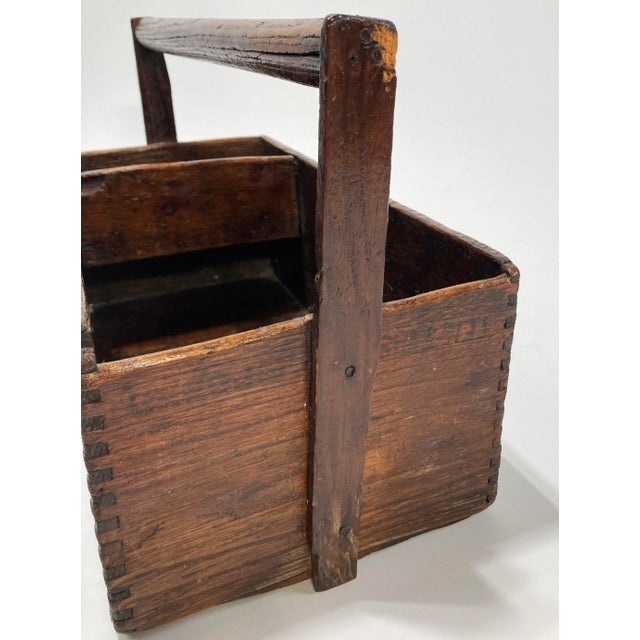 Wood Antique Handmade Primitive Wood Tool Box For Sale - Image 7 of 7