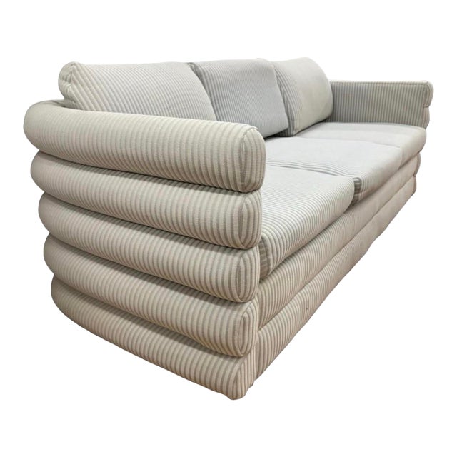 Mid Century Modern Milo Baughman for Thayer Coggin Channel-Tufted Three Seat Sofa For Sale