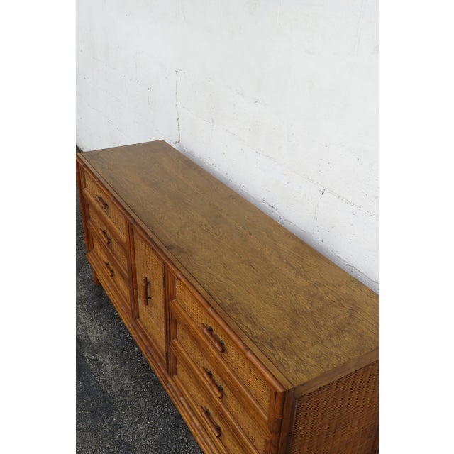Wood American of Martinsville Hollywood Regency Bamboo Long Sideboard Dresser 6121 For Sale - Image 7 of 16