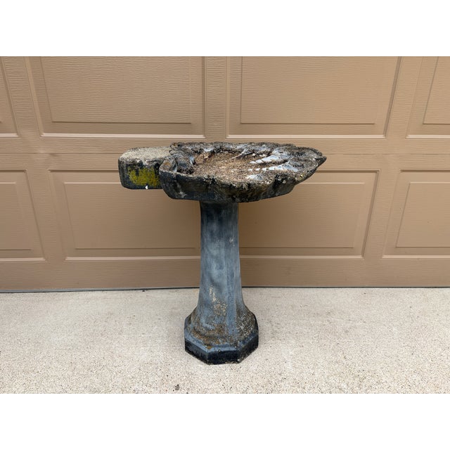 Vintage Grotto Style Cast Concrete Shell Birdbath For Sale - Image 12 of 12