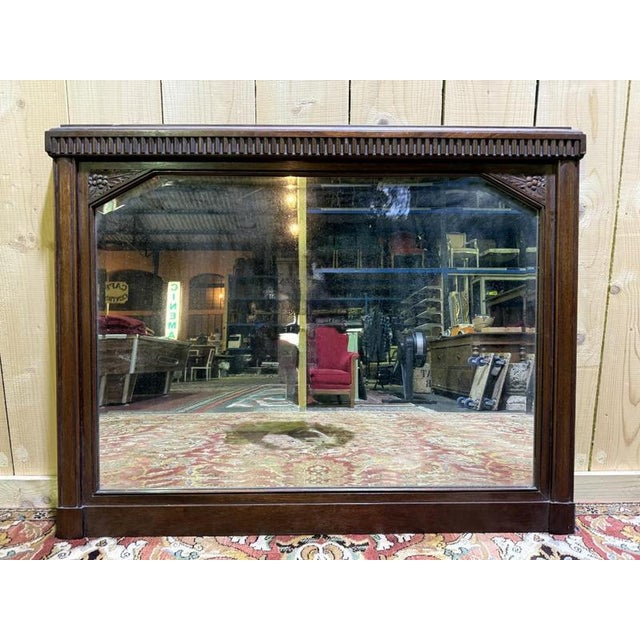 Brown Art Deco Mirror in Walnut Frame For Sale - Image 8 of 8